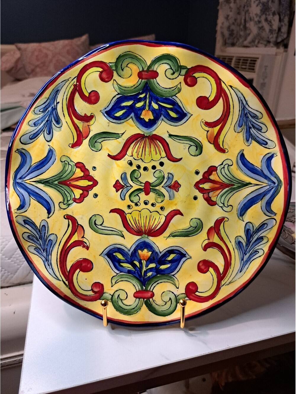 Hand-Painted Maxcera Corp. Yellow Talavera Dinner Plate 10.5"